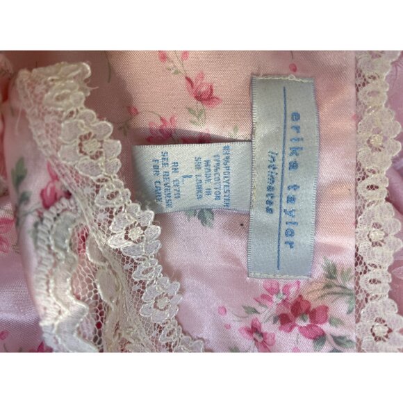 Soft Romantic Pink Floral Vintage Large Nightgown With Delicate Lace Trim Whispe - Picture 5 of 9